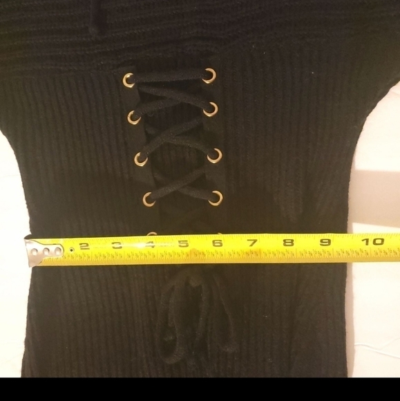 Say What Ribbed Bodycon Stretchy Sweater Dress With Hood Size S NWT - Picture 4 of 10
